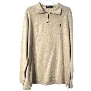 Polo Ralph Lauren Men’s Woven Cotton Long Sleeve 1/4 Zip Pullover Polo Tan/Beige